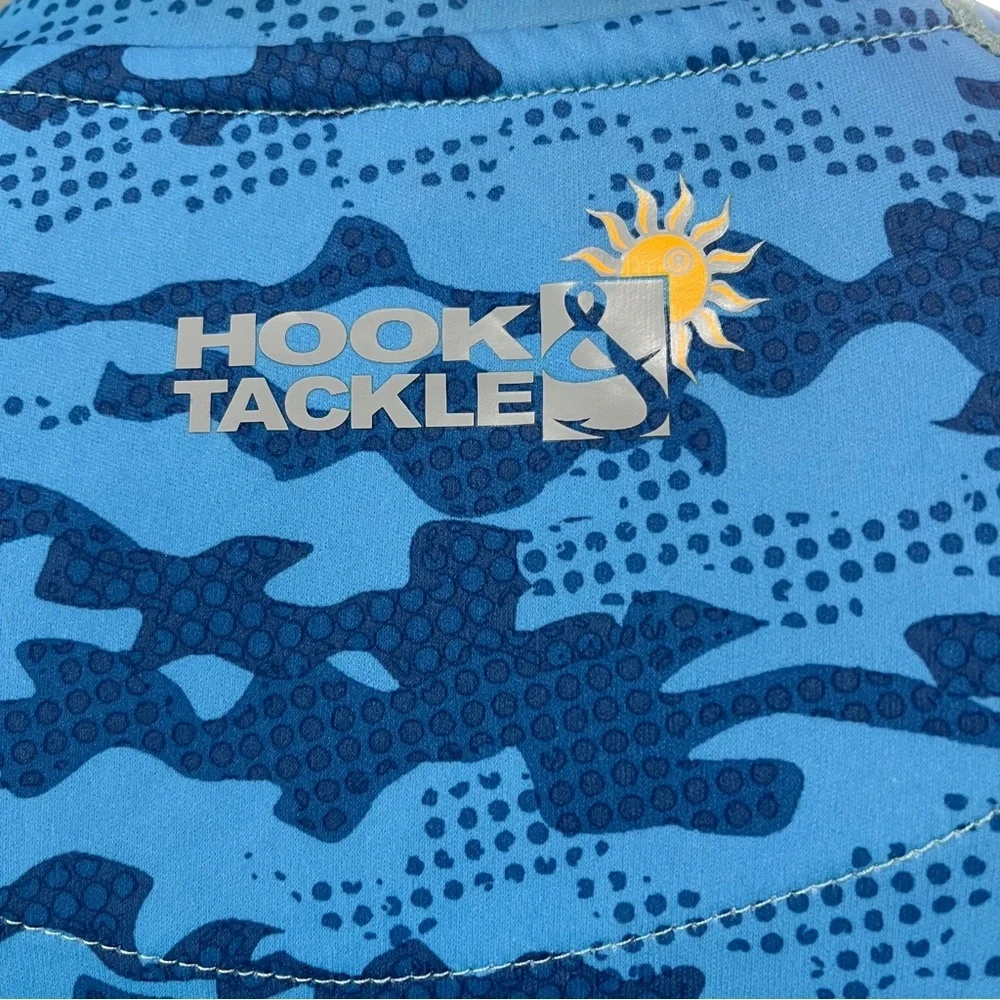 Hook & Tackle Shirt Mens Medium UPF 50+ Aqua Blue Camouflage T-Shirt (362) - Picture 7 of 10